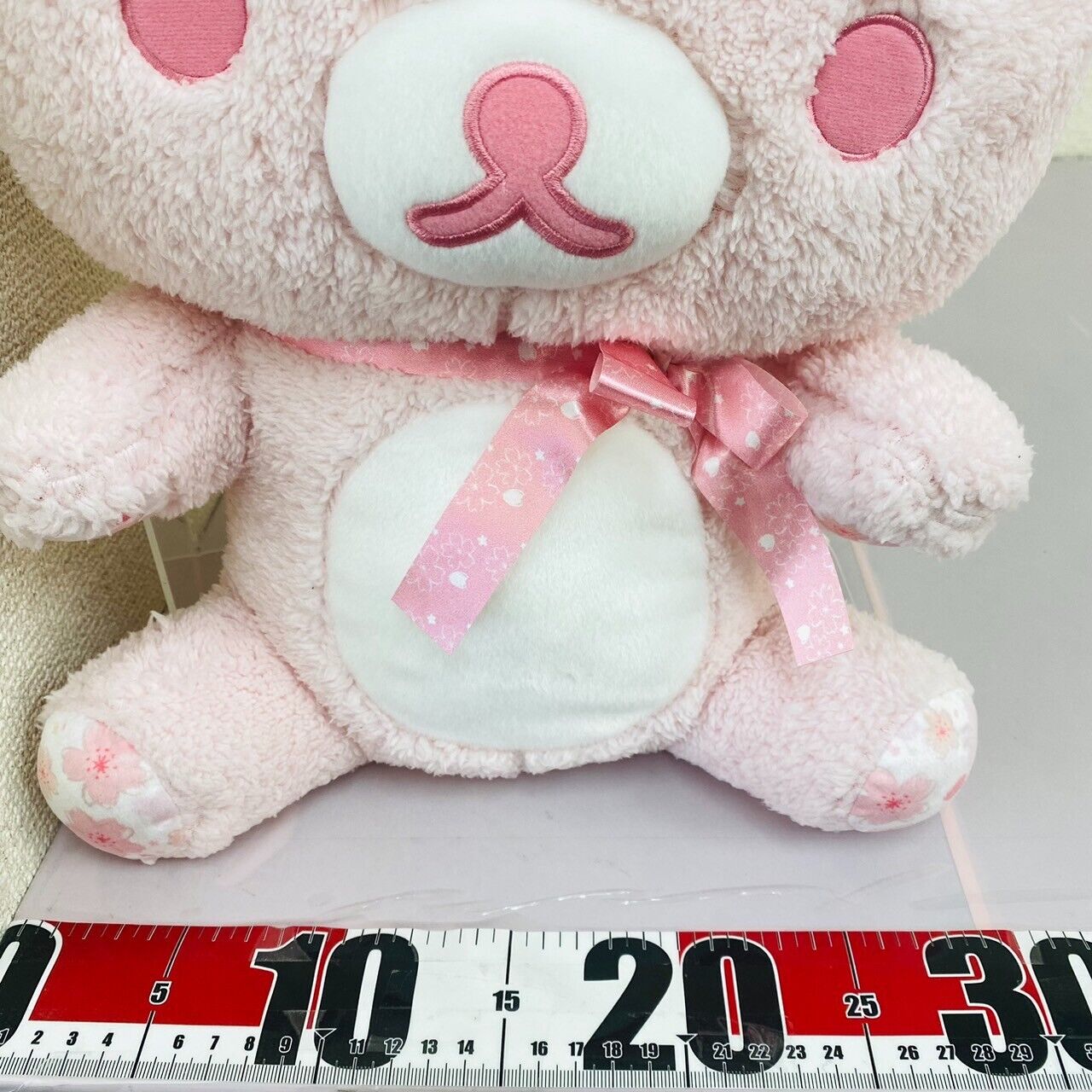 San-X Rilakkuma Plush Soft Stuffed Toy Sakura Cherry Blossom Bear Ribbon Pink XL