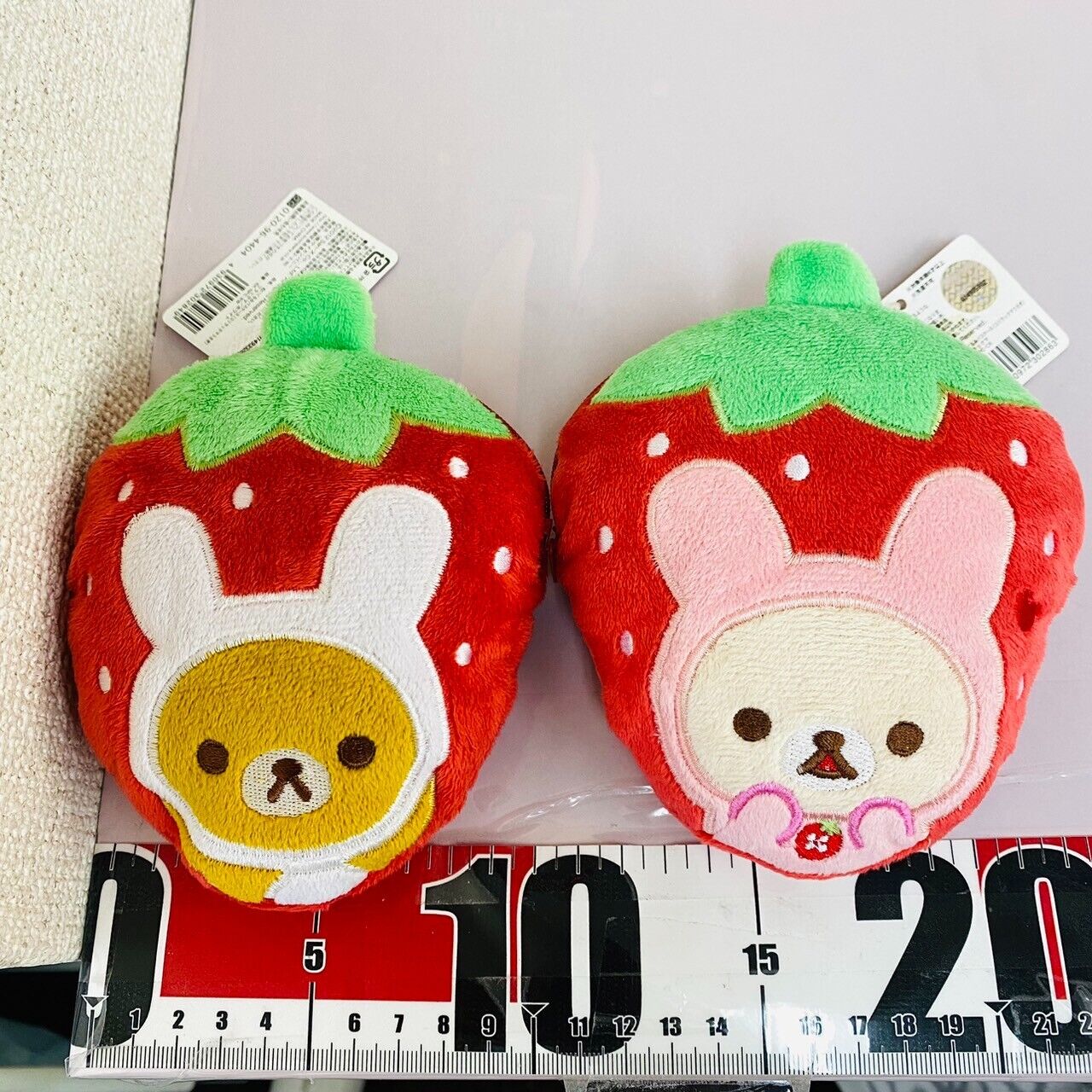 San-x Rilakkuma Korilakkuma Pass Case Set 2 Plush Strawberry Rabbit Costume Rare