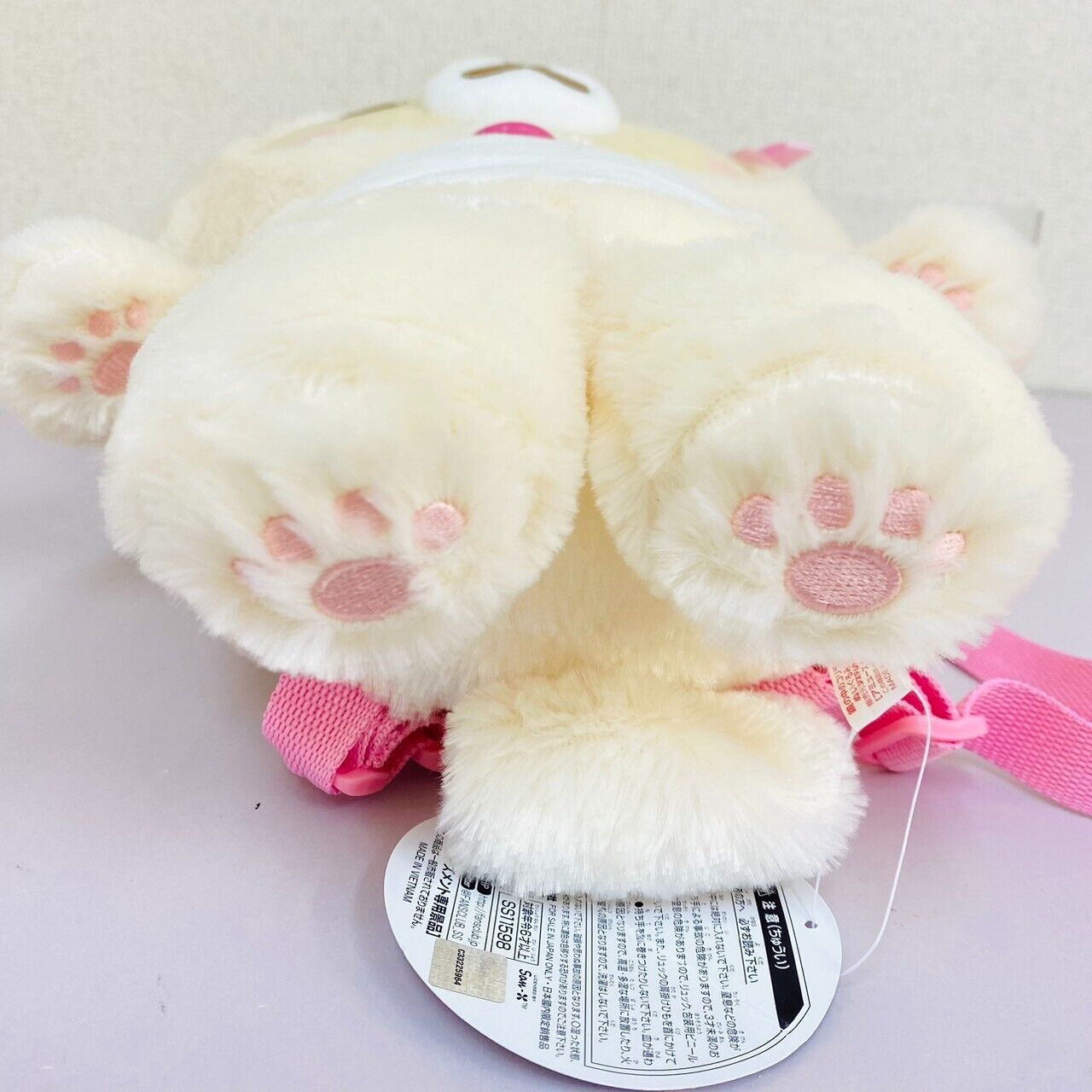 San-X Korilakkuma Plush Backpack Rucksack White Bear Cat Costume Ribbon Pink