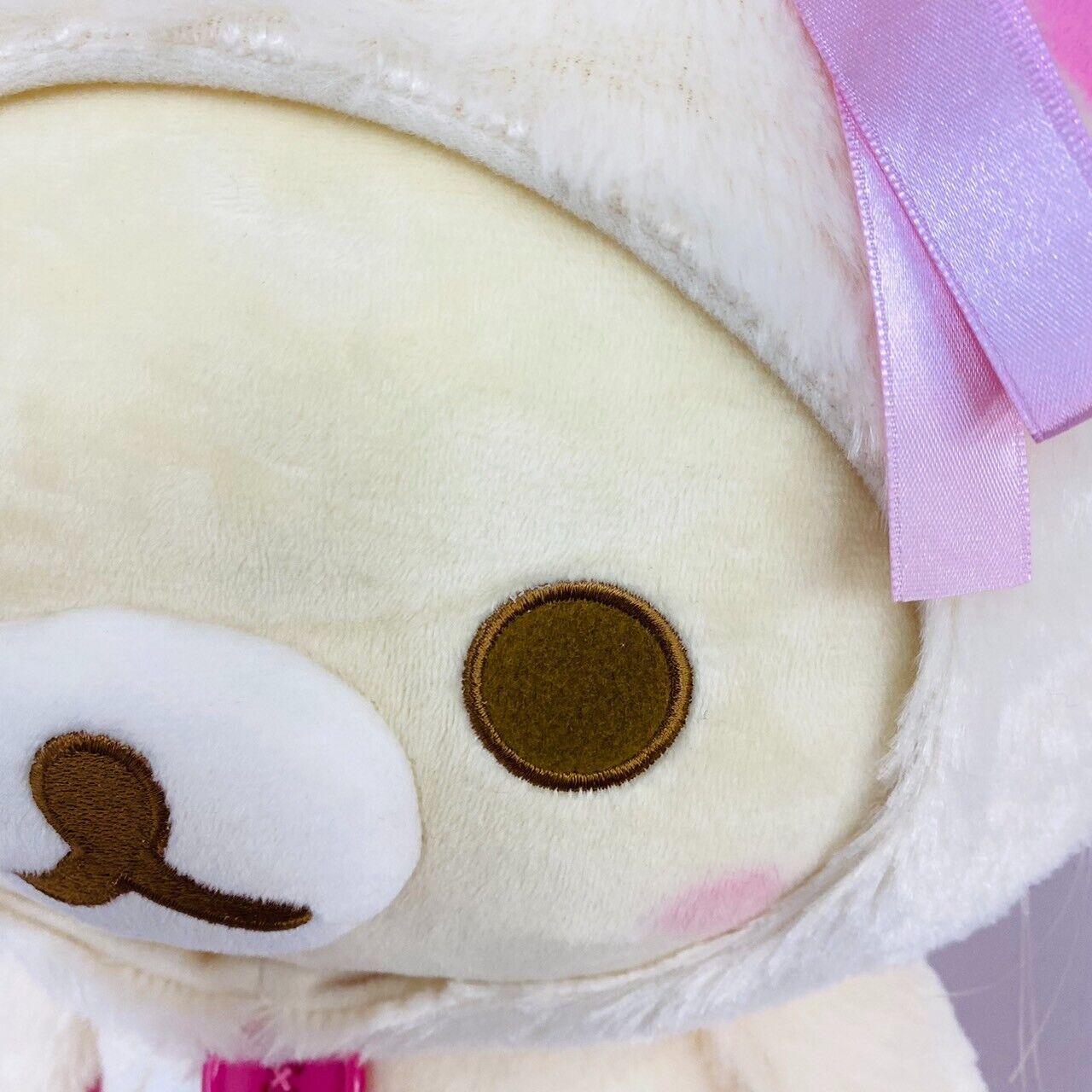 San-X Korilakkuma Plush Backpack Rucksack White Bear Cat Costume Ribbon Pink