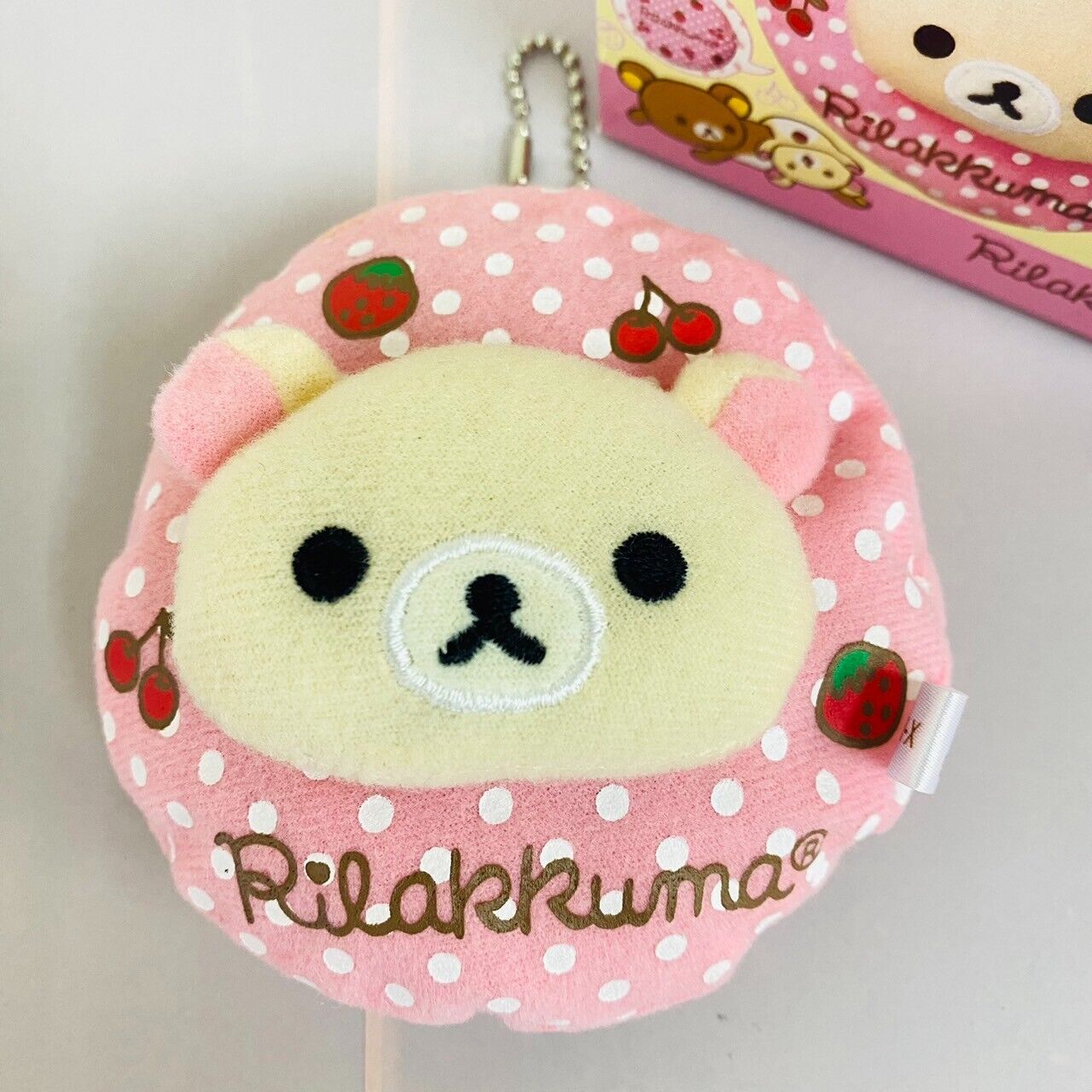 San-X Rilakkuma Korilakkuma Pouch Multi Case Set 2 Bear Fluffy Strawberry Pink