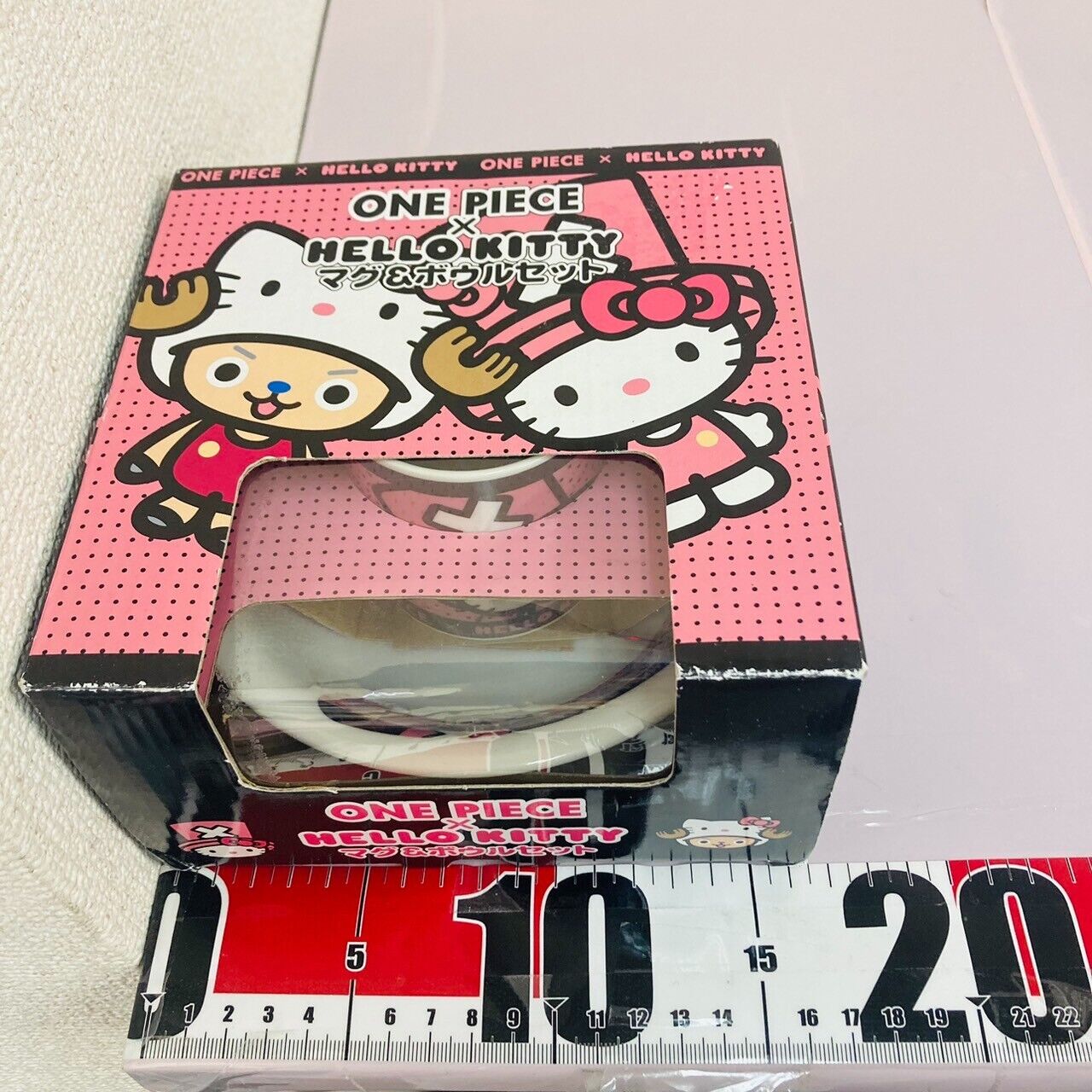 Sanrio Hello Kitty Tony Tony Chopper Mug Cup Bowl 2 Set One Piece Dot Pink Rare