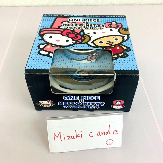 Sanrio Hello Kitty Tony Tony Chopper Mug Cup Bowl 2 Set One Piece Dot Blue Rare