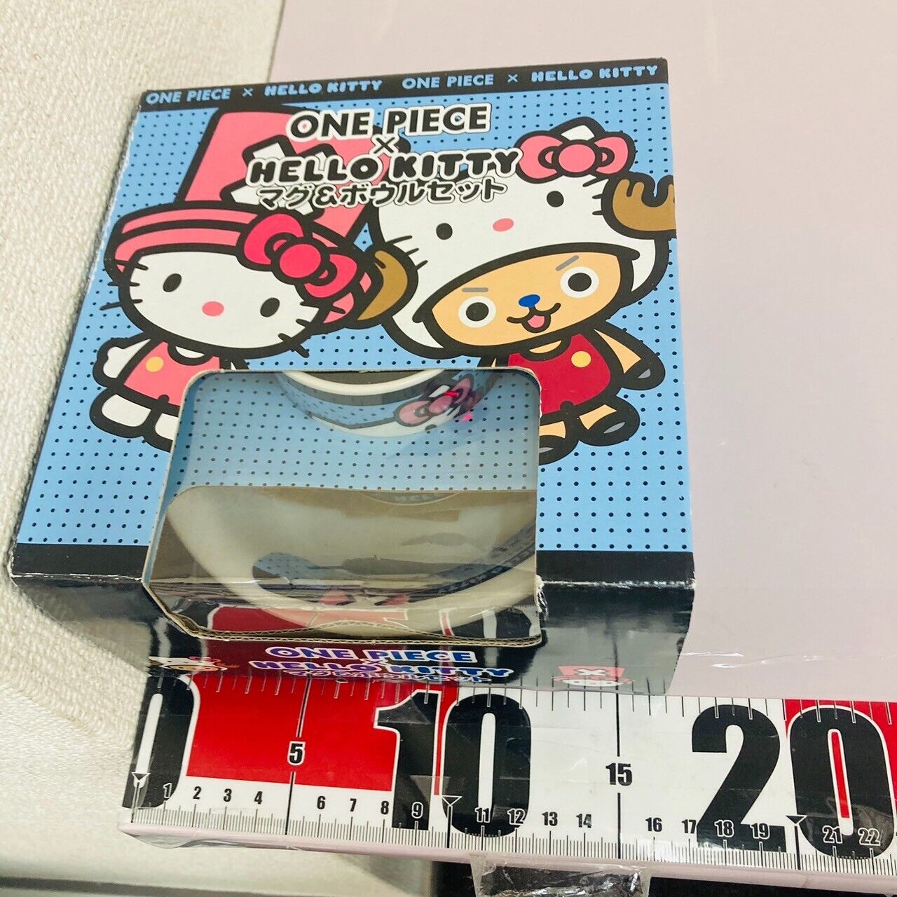 Sanrio Hello Kitty Tony Tony Chopper Mug Cup Bowl 2 Set One Piece Dot Blue Rare