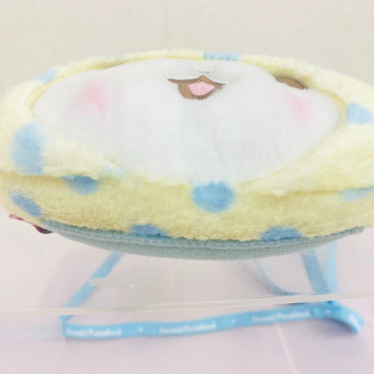 Sanrio Marumofu Biyori Pochette Pass Case Mop Bear White LightBlue Dot Face Rare