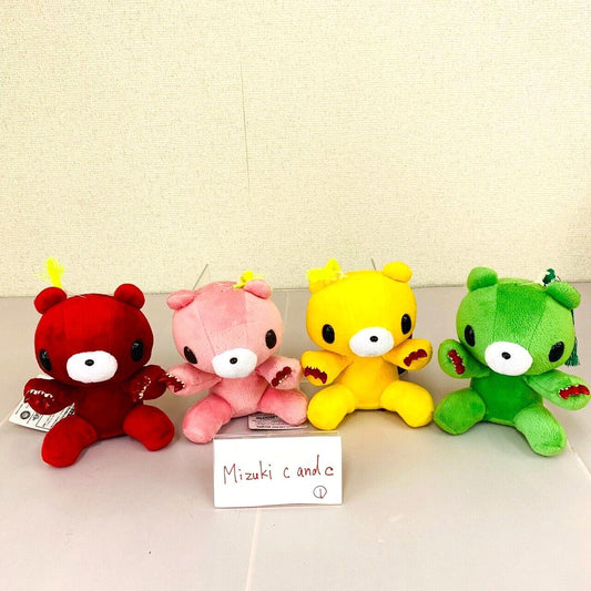 TAiTo Gloomy Bloody Bear Plush Set 4 Sitting Soft Toy Red Pink Yellow Green Rare