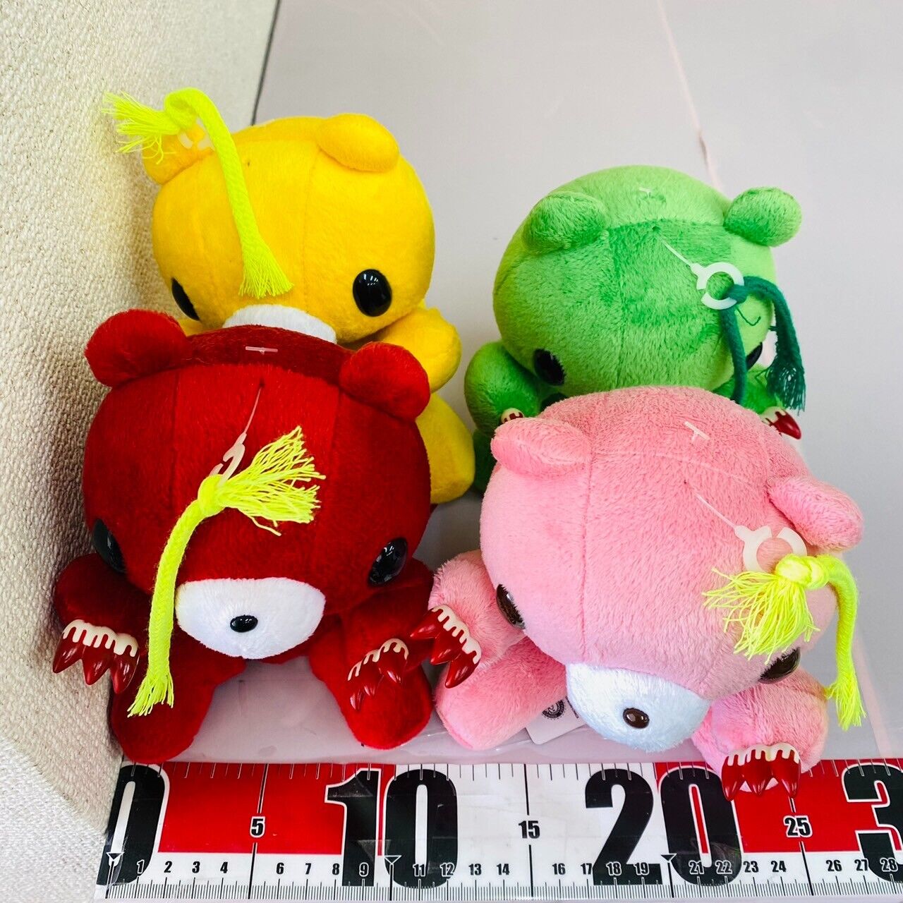 TAiTo Gloomy Bloody Bear Plush Set 4 Sitting Soft Toy Red Pink Yellow Green Rare