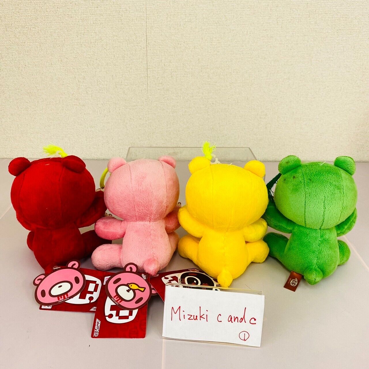 TAiTo Gloomy Bloody Bear Plush Set 4 Sitting Soft Toy Red Pink Yellow Green Rare