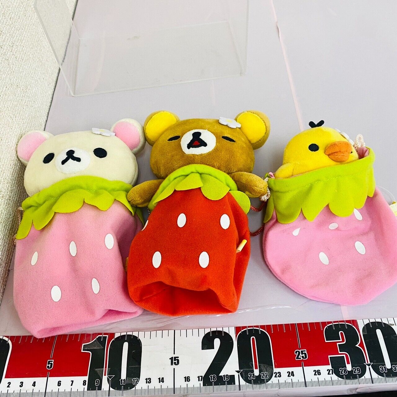 San-X Rilakkuma Korilakkuma Kiiroitori Plush Set 3 Strawberry Costume Kawaii