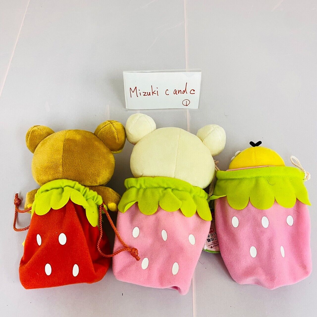 San-X Rilakkuma Korilakkuma Kiiroitori Plush Set 3 Strawberry Costume Kawaii