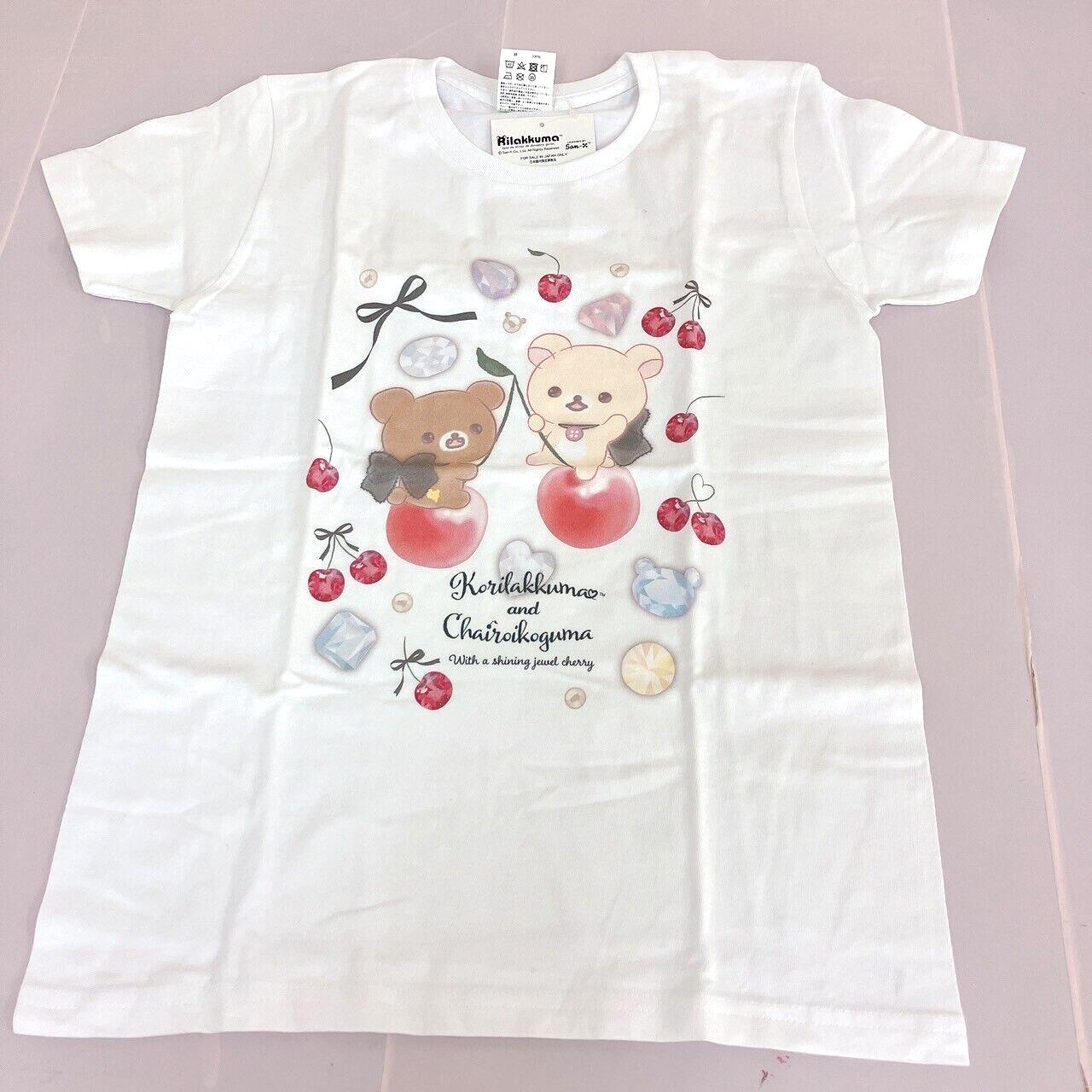 San-x Korilakkuma Chairoikoguma T-shirt M White Cherry Jewelry Short Sleeve Rare