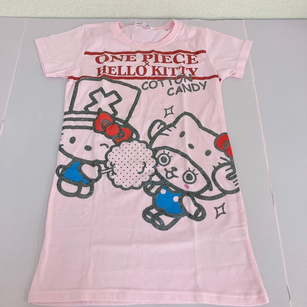 Sanrio Hello Kitty ONE PIECE Tony Tony Chopper T-shirt Collaboration Pink Rare