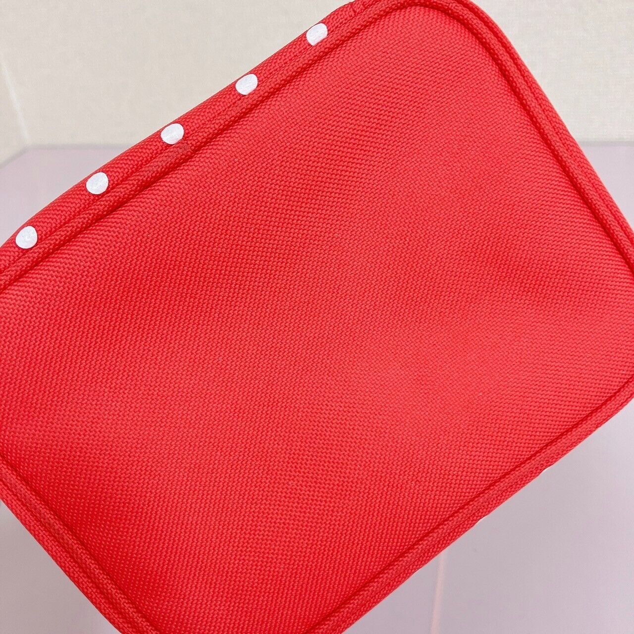 Sanrio Hello Kitty Vanity Pouch Strawberry Red Pink Lace Zipper Dot Kawaii Rare