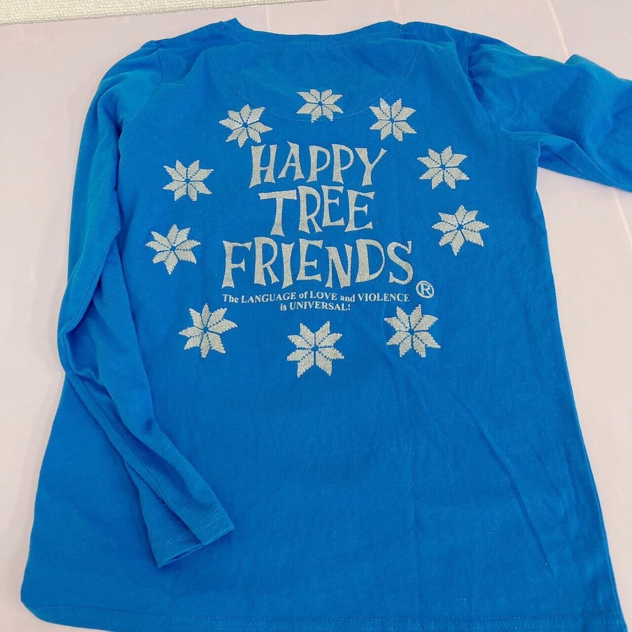 Happy Tree Friends HTF Cuddles T-shirt Tops Lomg Sleeve M Blue Happy Holiday