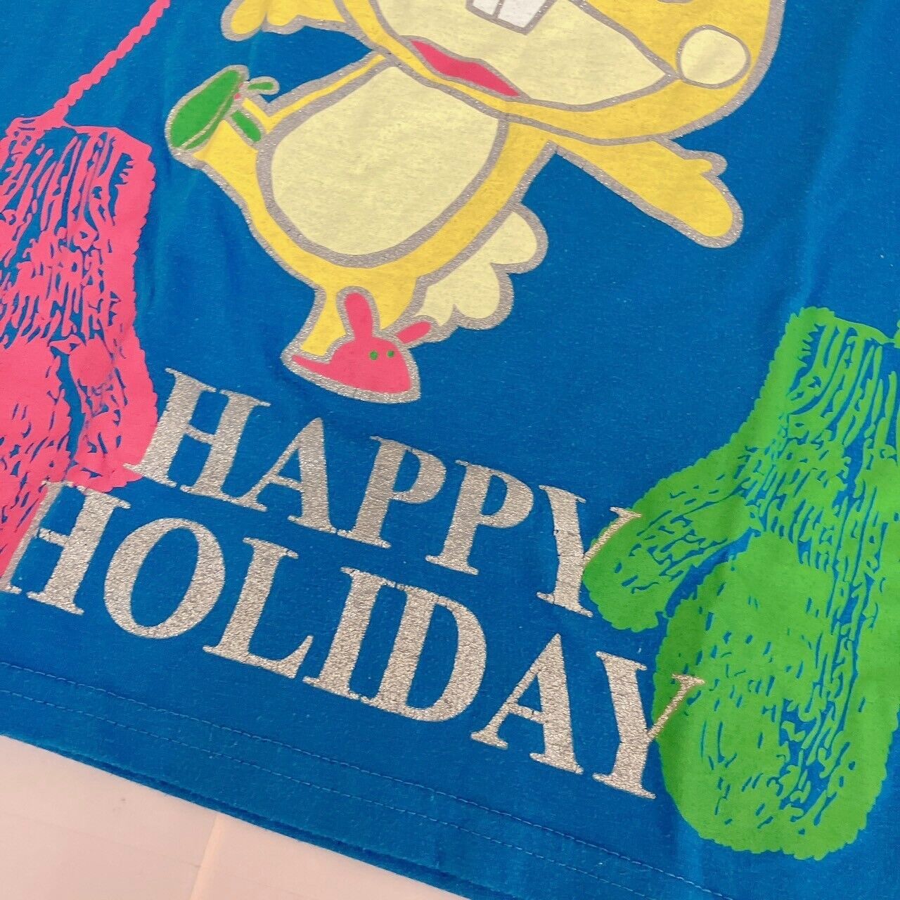 Happy Tree Friends HTF Cuddles T-shirt Tops Lomg Sleeve M Blue Happy Holiday