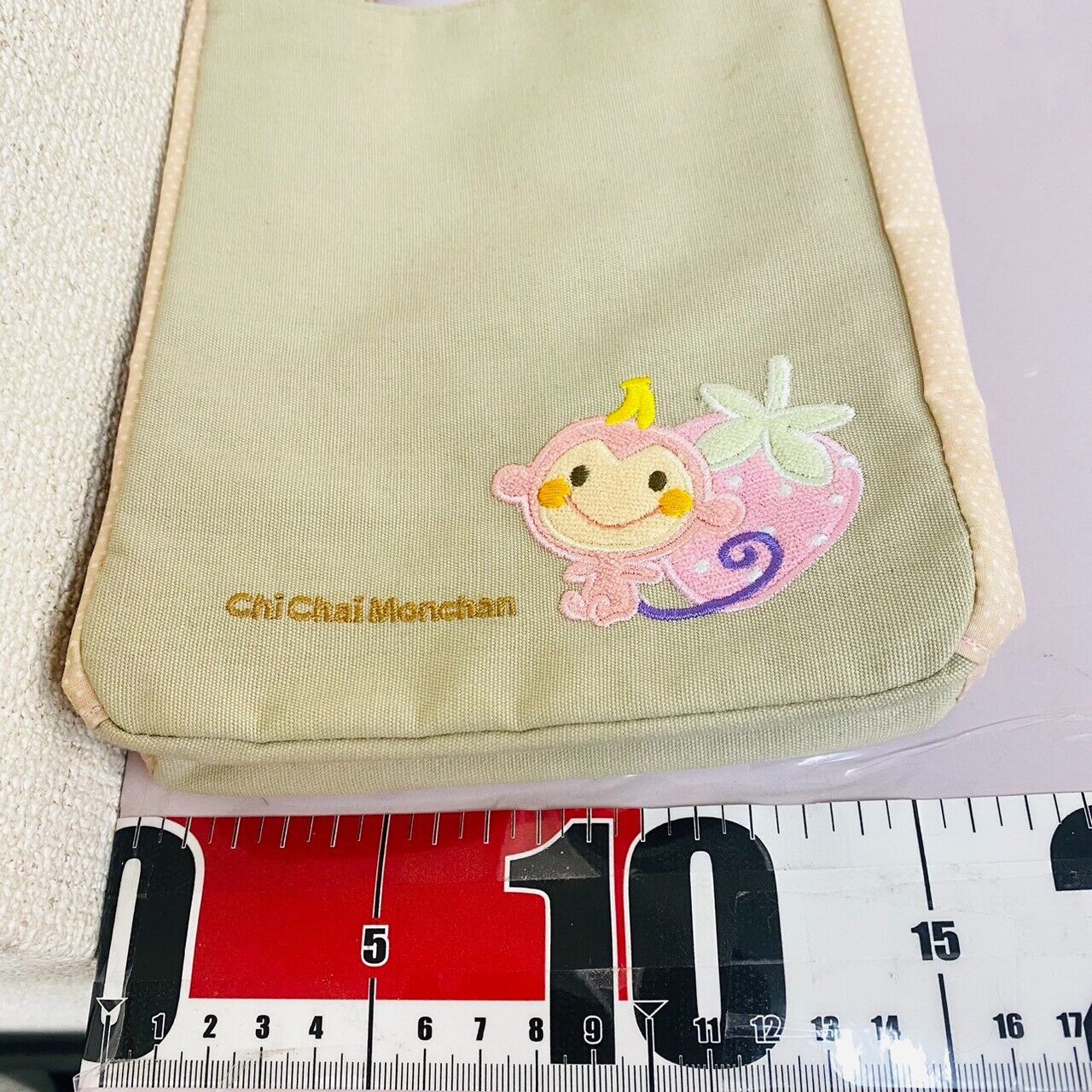 Sanrio Chi Chai Monchan Mini Tote Bag Handbag Pink Monkey Strawberry Beige Rare