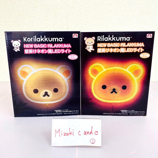 San-x Rilakkuma Korilakkuma 2 Set Wall Mounted Neon Style LED Light Bear Kawaii