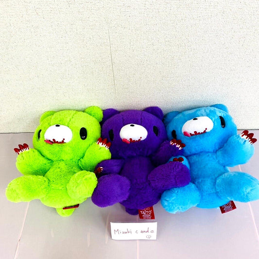 TAiTo Gloomy Bloody Bear Plush Soft Stuffed Toy 3 Set Yellow Green Purple Light