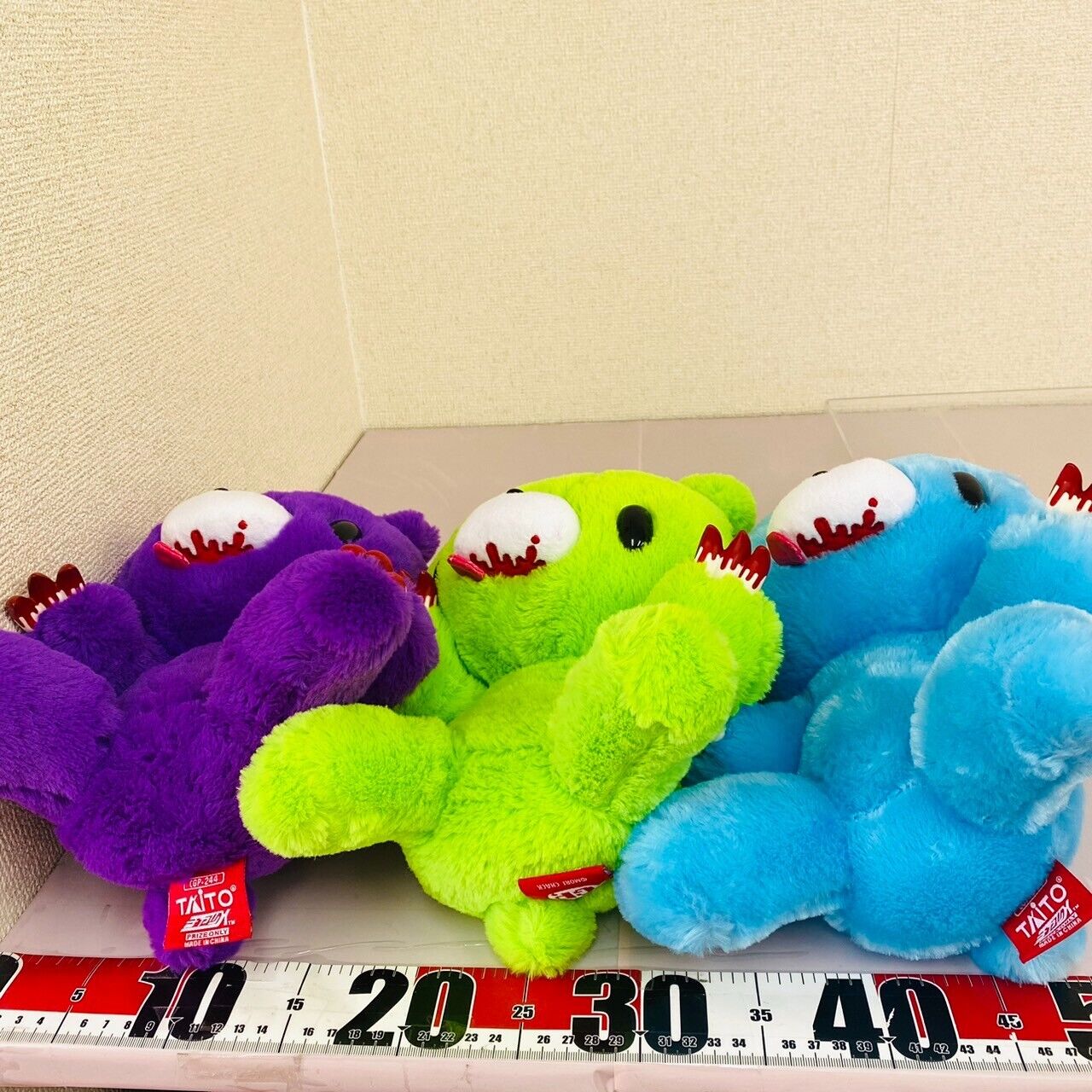 TAiTo Gloomy Bloody Bear Plush Soft Stuffed Toy 3 Set Yellow Green Purple Light