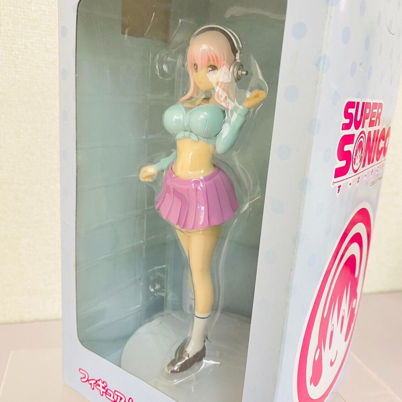 Super Sonico Special Figure American School Girl Headphone Pink Blue Kawaii Rare