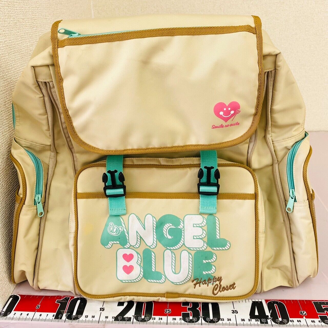 Angel Blue Backpack Rucksack School Bag Big White Blue Heart Kids Kawaii Rare