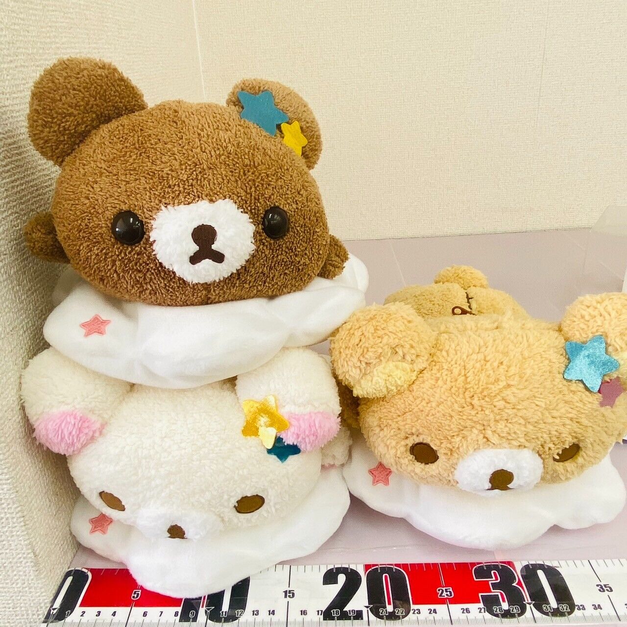 San-x Rilakkuma Korilakkuma Chairoikoguma Plush Set 3 Cloud Fluffy Bear Brown