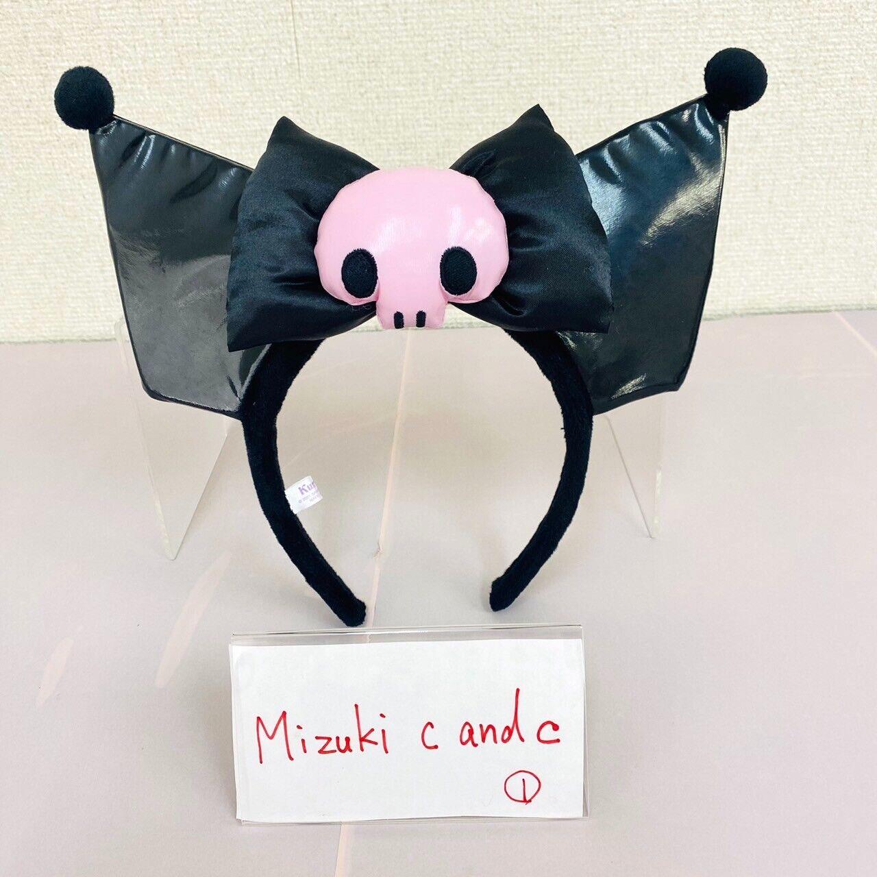 Sanrio Puroland Kuromi Hair Accessory Headband Rabbit Ear Skull Black Pink Rare